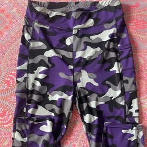 Purple camo capri pants